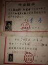 同一人的一张1959年北京宣武区第六十中学毕业证书，加一张1962北京市第六十六中学毕业证书，两张合售