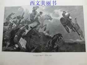 【现货 包邮】1890年巨幅木刻版画《狩猎》(wilde Jagd)    尺寸约56*41厘米 （货号 18030）