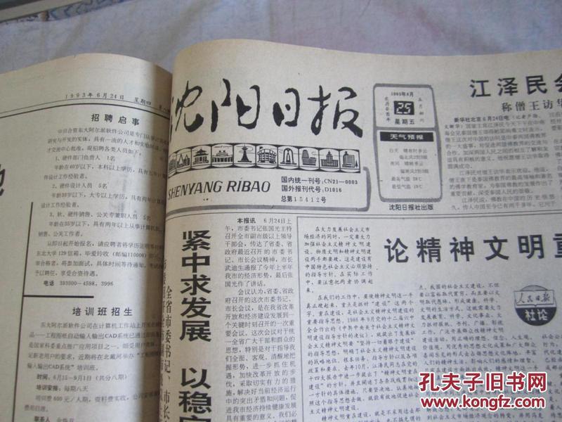 沈阳日报1993年6月25日