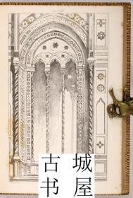 稀缺，签名版，约翰·拉斯金名著 《建筑的七盏灯》14幅蚀刻版画，1849年出版