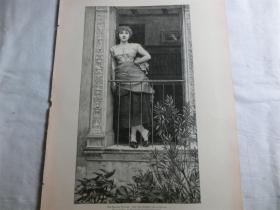 【现货 包邮】1890年木刻版画《普罗旺斯的玫瑰》（Die Rose der Provence） 尺寸约41*28厘米（货号 M6）
