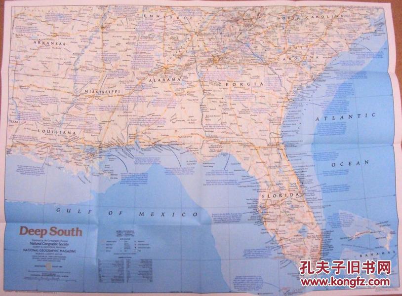 现货 national geographic 美国国家地理地图 1983年8月 Making of America: Deep South美国南部