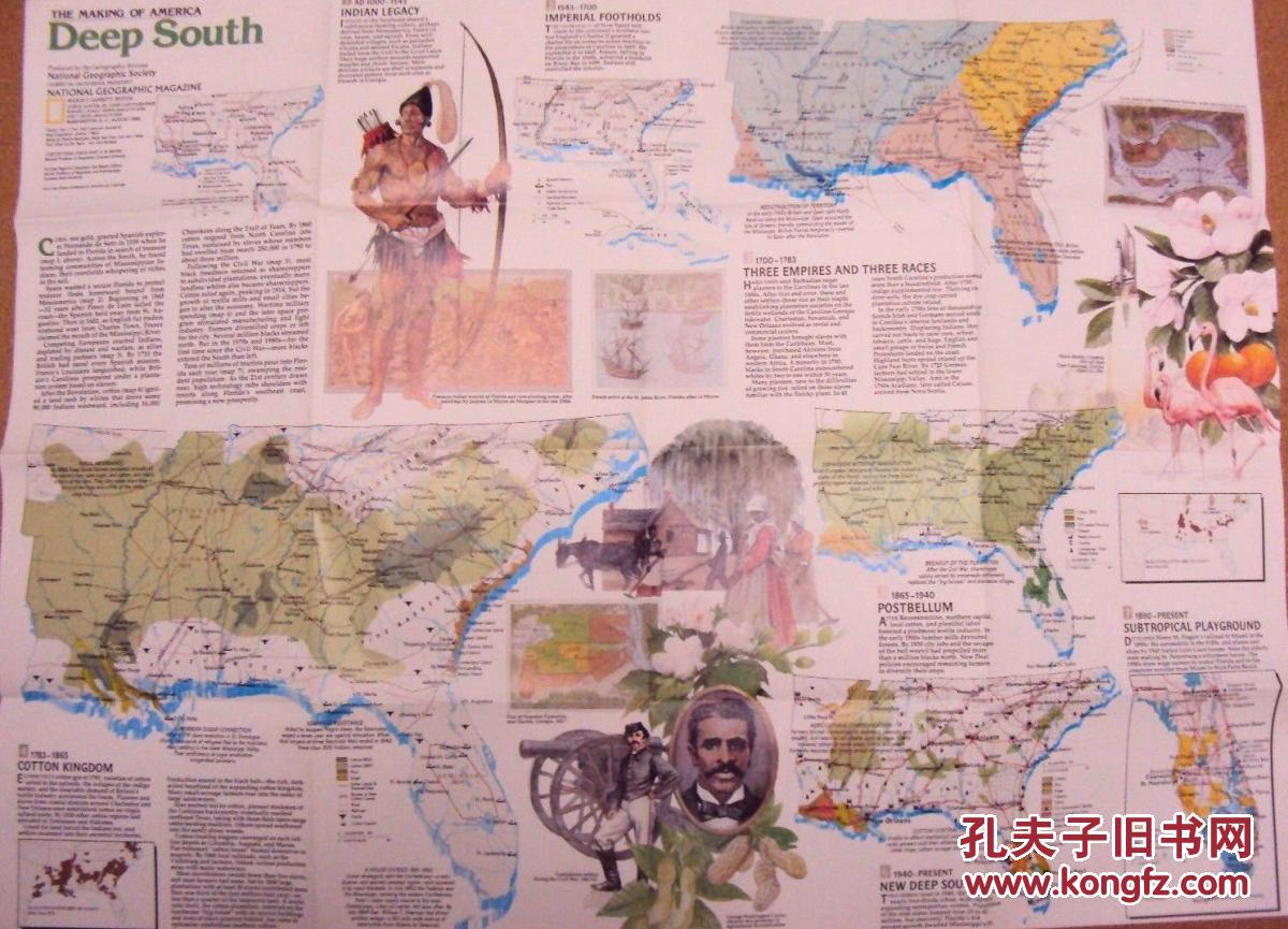 现货 national geographic 美国国家地理地图 1983年8月 Making of America: Deep South美国南部