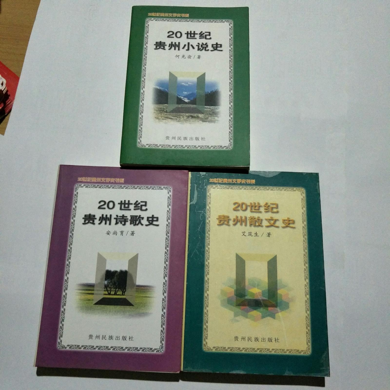 20世纪贵州文学史书系；20世纪贵州诗歌史+20世纪贵州散文史+20世纪贵州小说史【3本合售】如图24号