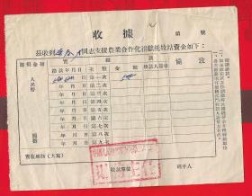 1958年【支援农业合作化捐献收据】.一张。品如图。AAA