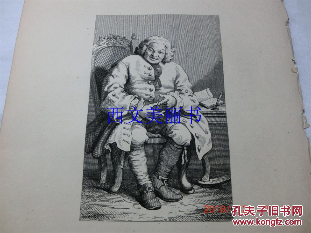 【现货 包邮】《 SIMON LORD LOVAT  》1850年代钢版画 William Hogarth（威廉 ・荷加斯）尺寸26.5*20.3厘米  （货号18014）