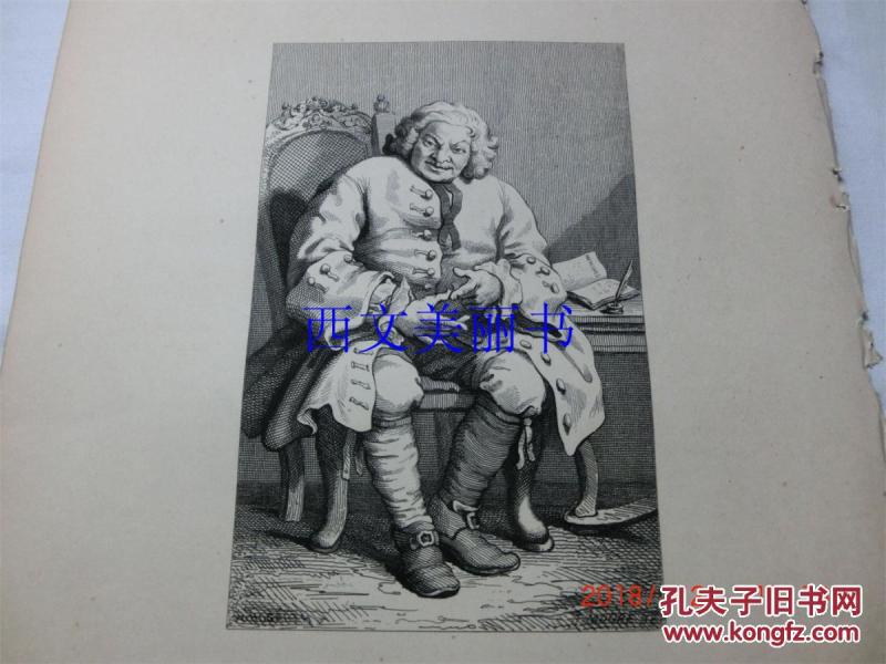 【现货 包邮】《 SIMON LORD LOVAT  》1850年代钢版画 William Hogarth（威廉 ・荷加斯）尺寸26.5*20.3厘米  （货号18014）