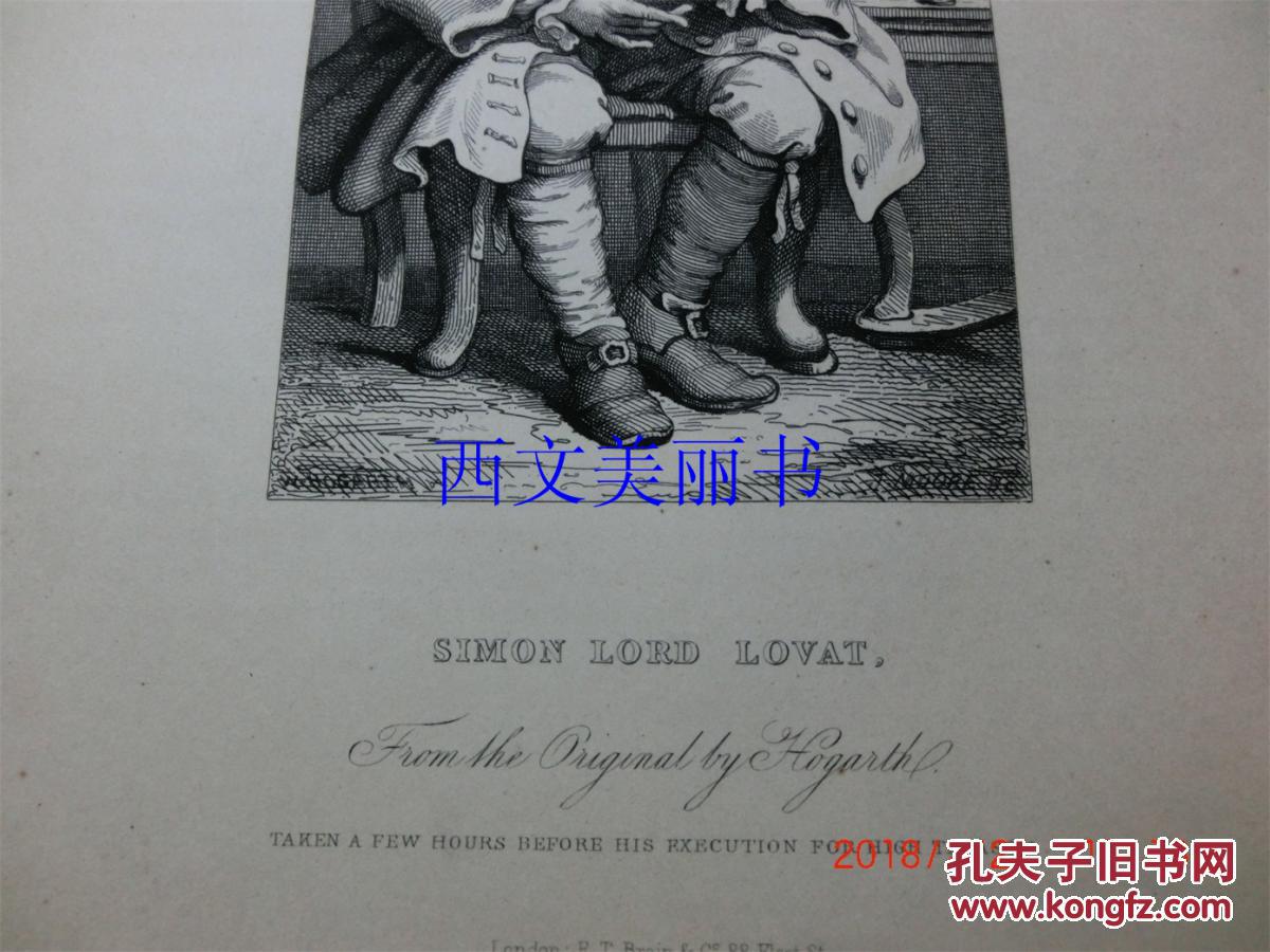 【现货 包邮】《 SIMON LORD LOVAT  》1850年代钢版画 William Hogarth（威廉 ・荷加斯）尺寸26.5*20.3厘米  （货号18014）