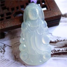 天然缅甸翡翠A货冰种精品观音吊坠A903 送证书