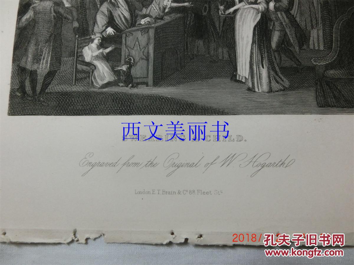 【现货 包邮】《 SWEARING A CHILD 》1850年代钢版画 William Hogarth 尺寸26.5*20.3厘米  （货号18014）