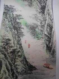 【宣纸印，手工上色，山水花卉画，11幅】画心尺寸：39×14.2厘米