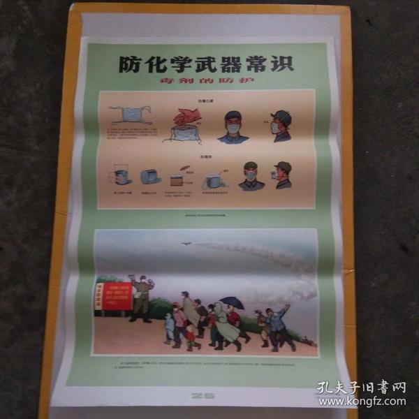 对开挂图宣传画：（25）防化学武器常识（毒剂的防护）（1971年上海市人民防空办公室）（2开）（绘画版时代色彩浓厚）（私藏好品）