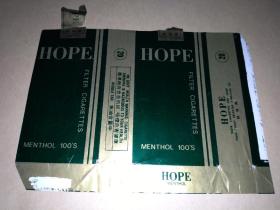 HOPE  100s（USA  卷烟厂）横版 烟标（详见照片）早年代香烟盒子