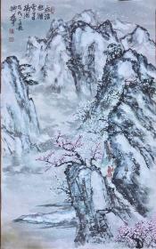 国画，雪山，孟浩然踏雪寻梅，未装裱