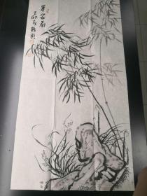 中美协会员 山艺教授 名家 张鹤龄 款 三尺国画竹子3