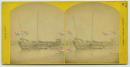 法国摄影师保罗·尚皮翁拍摄的清代浙江宁波外滩江边大型货运帆船蛋白立体照片，大约1865-1866年洗印，宁波最早的历史影像之一