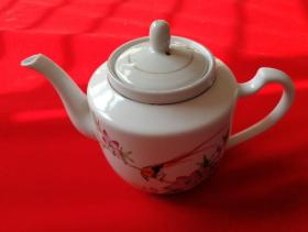 六七十年代手绘五彩花鸟图茶壶包老全品稀少中国景德镇底款