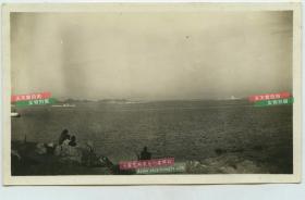 民国山东青岛俄国海滩一带拍摄的风光老照片，泛银
