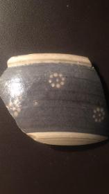 磁州窑瓷片（51）-----清代磁州窑黑灰釉梅点纹瓷片（北京城区出土）