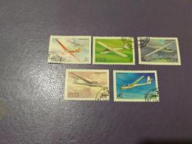 苏联邮票1983年 苏联滑翔运动史 滑翔飞机邮票  5全 (盖销票)
