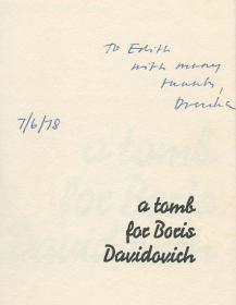 丹尼洛·契斯《达维多维奇之墓》英文译本（Tomb for Boris Davidovich），1978年初版精装