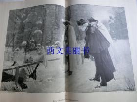 【百元包邮】1890年巨幅木刻版画《插科打诨》（Intermezzo） 尺寸约56*41厘米 （货号 18016）出自Rob Warthmuller的作品