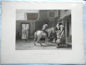 1865年 英国雕刻版画 《跑腿的男孩》 约翰·米歇尔