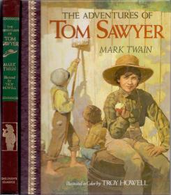 《汤姆 索亚历险记》精装一册全 The Adventure of Tom sayer by Mark Twain 尺寸：24X20X2CM 1989年