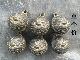 古玩杂项收藏清朝铜铃铛清朝虎头铜铃铛单个价