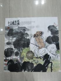 江汉城-荷塘垂钓图-69*68cm