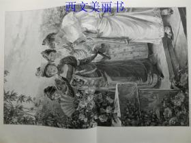 【现货 包邮】1890年巨幅木刻版画《果然是这样！》四位美女赏花图（Also doch！） 尺寸约56*41厘米 （货号 18026）