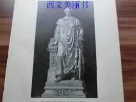 【现货 包邮】1893年木刻版画《路德维希国王纪念碑》（Das Denkmal König Ludwigs I  ） 尺寸约40.8*27.5厘米（货号 18029）