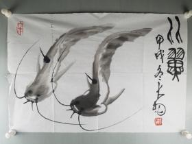 著名大写意花鸟画大师，书法家、篆刻家 陈大羽作品69*46