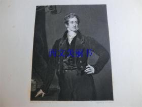 【现货 包邮】罗伯特•皮尔爵士(Sir Robert Peel,1788-1850)是英国最杰出的首相之一,被看作英国保守党的创建人。1837年钢版画  尺寸27*21厘米 （货号18019）