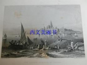 【现货 包邮】《The Sacred Shrines of Dwarka》 1837年钢版画 英国 FISHER SON & CO. 公司出品  尺寸27*21厘米 （货号18019）