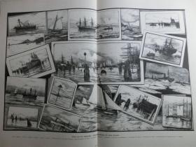 【现货 包邮】1884年巨幅木刻版画《17处景观图》  尺寸约54.2*40.8厘米（货号M5）