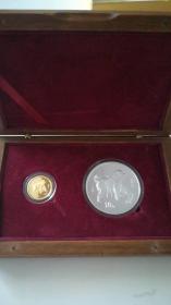 中国金币 投资收藏金银币2006年狗年本色金银纪念币1/10盎司金+1盎司银套装 ﻿