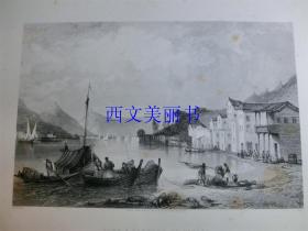 【现货 包邮】《Town and Harbour of Ithaca》 1837年钢版画  尺寸27.8*21.6厘米（货号18019）