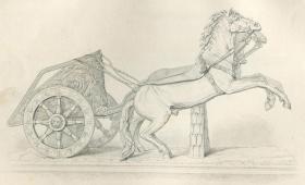 1876年钢版画《二轮马车》31×22.5厘米