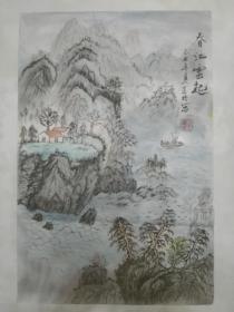 书画一幅   详情请看图（尺寸：50*33cm）   《春江云起》  编号14