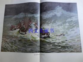 【现货 包邮】1900年巨幅平版印刷画《海上台风》 Taifun  尺寸约56*41厘米  （货号 18022）