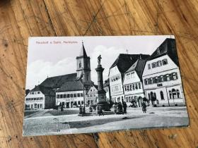 2744:1923年实到上海的《NEUSTADT A. SAALE, MARKTPLATZ》明信片一张