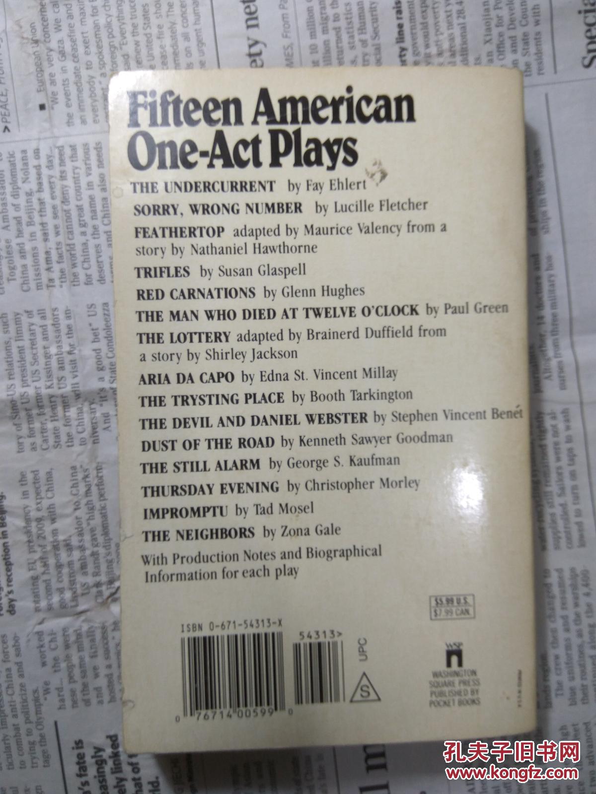 Fifteen American One-Act Plays 美国独幕剧15部 英文原版正版