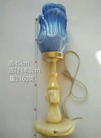 **老琉璃玻璃灯罩玉石老台灯座品好老灯具