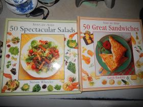 STEP-BY-STEP 50 SPECTACULAR SALADS、50 GREAT SANDWICHES 英文版精装 两本合售