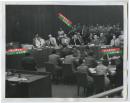 1950年驻联合国代表蒋廷黻先生在联大发言讨论朝鲜战争问题，中英美法代表就坐，苏联代表缺席