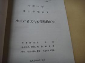 袁银传教授早期论文 |）武汉大学博士学位论文：小生产者文化心理结构研究