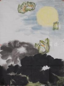 著名画家、原四川美术出版社编审 杜琦 水墨画作《月下荷塘》一幅