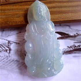 天然缅甸翡翠A货冰种观音精品吊坠A1072 送证书