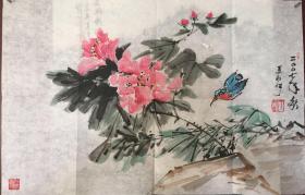 襄樊学院美术学院教授丁长河花鸟一副包手绘